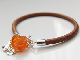 Leren Armband met Bedels "Carneool" 