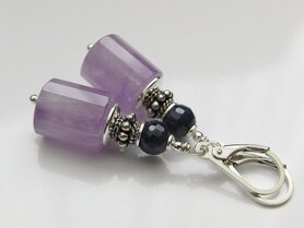 Zilveren Oorbellen met Amethist en Saffier 