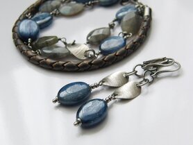 Edelstenen Oorbellen "Kyaniet in Oxide"