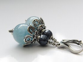 Edelstenen Oorbellen met Aquamarijn en Saffier "Blauw Bloed"