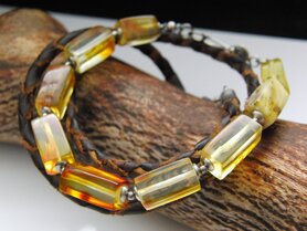 Zilveren Armband met Barnsteen "Barnsteen Kubussen"