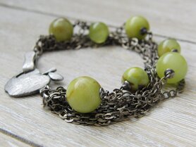 Zilveren Armband met Groene Onyx Halfedelstenen "Apple"