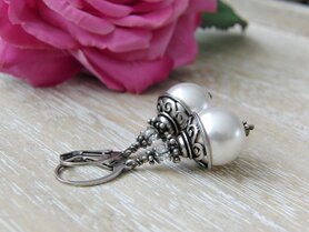 Zilveren Oorbellen met Swarovski Parels 