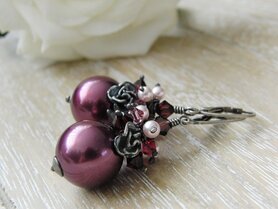 Zilveren Oorbellen met Parels "Roses"