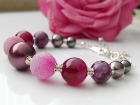 Zilveren Armband met Edelstenen "Pink"