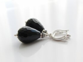 Halfedelstenen Oorbellen met Onyx "Druppels"