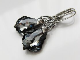 Zilveren Oorbellen met Swarovski "Baroque Silver Night" 2