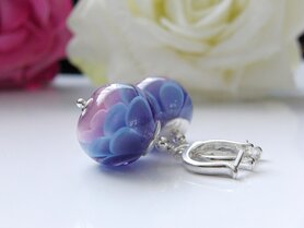 Zilveren Oorbellen met Handgemaakte Glaskralen 1