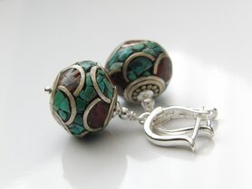 Zilveren Oorbellen met Tibetaanse Kralen 3