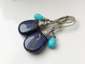 Edelstenen Oorbellen met Lapis Lazuli en Turkoois