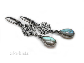 Edelsteen Oorbellen met Labradoriet Druppels