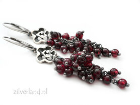 Handgemaakte Zilveren Oorbellen met Granaat Edelstenen