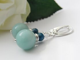 Zilveren Oorbellen met Amazoniet en Apatiet