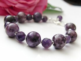 Zilveren Armband met Lepidoliet en Amethist