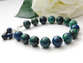 Zilveren Armband met Chrysocolla en Lapis Lazuli