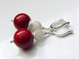 Sterling Zilveren Oorbellen met Koraal 