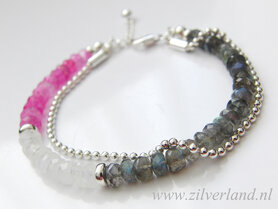 Sterling Zilveren Armband met Labradoriet en Maansteen