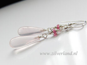 Handgemaakte Sterling Zilveren Oorbellen met Rozenkwarts