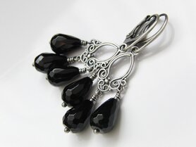 Zilveren Oorbellen met Onyx Halfedelstenen