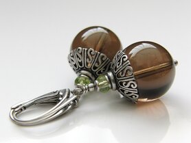 Zilveren Oorbellen met Rookkwarts Edelstenen