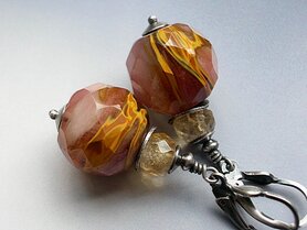 Handgemaakte Oorbellen met Tijgeroogkwarts "Caramel"