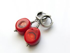 Zilveren Oorbellen met Koraal "In Red"