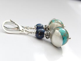 Edelstenen Oorbellen met Jaspis en Lapis Lazuli