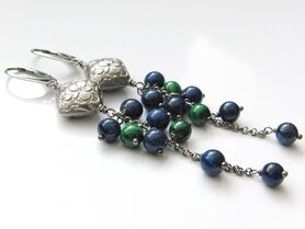 Oorbellen met Lapis Lazuli en Malachiet