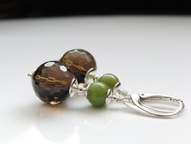 Edelstenen Oorbellen met Rookkwarts en Nefriet