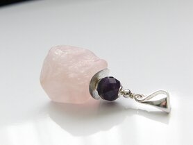 Edelstenen Hanger met Rozenkwarts en Amethist