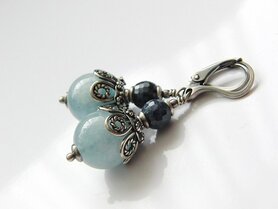 Edelstenen Oorbellen met Aquamarijn en Saffier "Blauw Bloed"