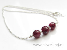 Handgemaakte Zilveren Ketting met Robijn