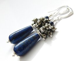 Zilveren Oorbellen met Lapis Lazuli en Pyriet