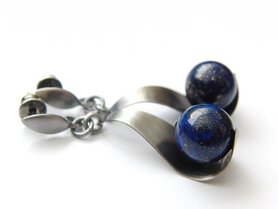 Handgemaakte Sterling Zilveren Oorstekers "Lapis Wave"