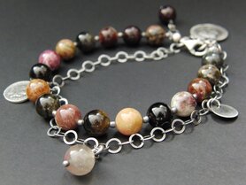 Sterling Zilveren Armband "Munten in Toermalijn"
