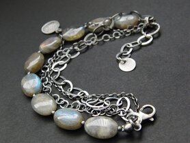 Sterling Zilveren Armband "Labradoriet in Oxide"