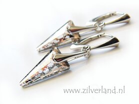 Zilveren Oorbellen met Swarovski Spike "Rose Patina" - Gerhodineerd