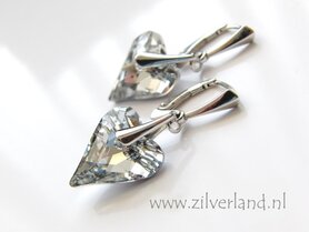 Zilveren Oorbellen met Swarovski Wild Heart "Crystal Comet Argent Light" - Gerhodineerd
