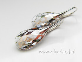 Zilveren Oorbellen met Swarovski Almond "Crystal Rose Patina"- Gerhodineerd