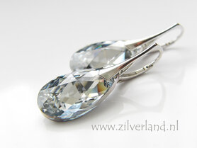 Zilveren Oorbellen met Swarovski Almond "Comet Argent Light"- Gerhodineerd