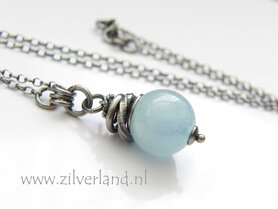 Handgemaakte Edelstenen Ketting met Aquamarijn
