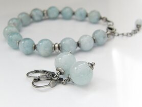 Edelstenen Zilveren Oorbellen met Aquamarijn