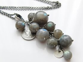 Zilveren Edelstenen Ketting "Munten in Labradoriet