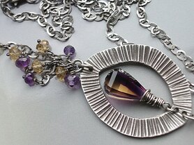 Edelstenen Zilveren Ketting met Ametrien