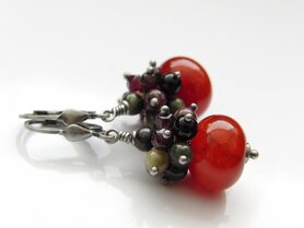 Edelstenen Oorbellen met Agaat, Toermalijn en Granaat