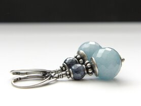 Edelstenen Oorbellen met Jade en Saffier