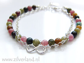 Handgemaakte Zilveren Armband met Toermalijn- Infinity
