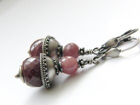 Edelstenen Zilveren Oorbellen met Robijn