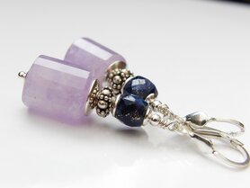 Zilveren Oorbellen met Amethist en Lapis Lazuli