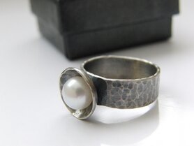 Handgemaakte Sterling Zilveren Ring met Zoetwaterparel